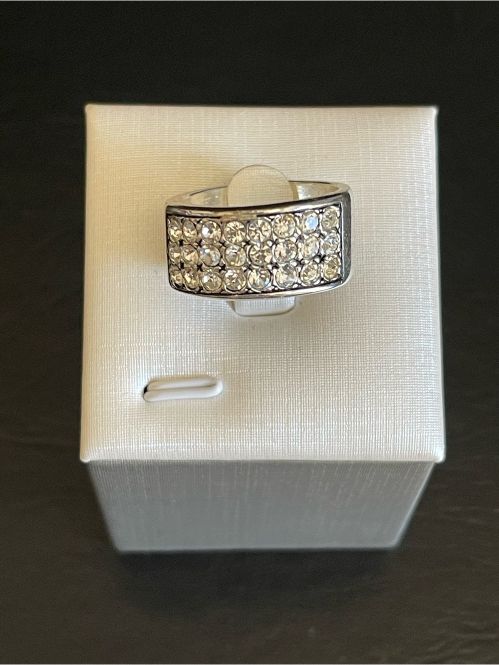 Guess Crystal Pave Silver-Tone Women's Ring